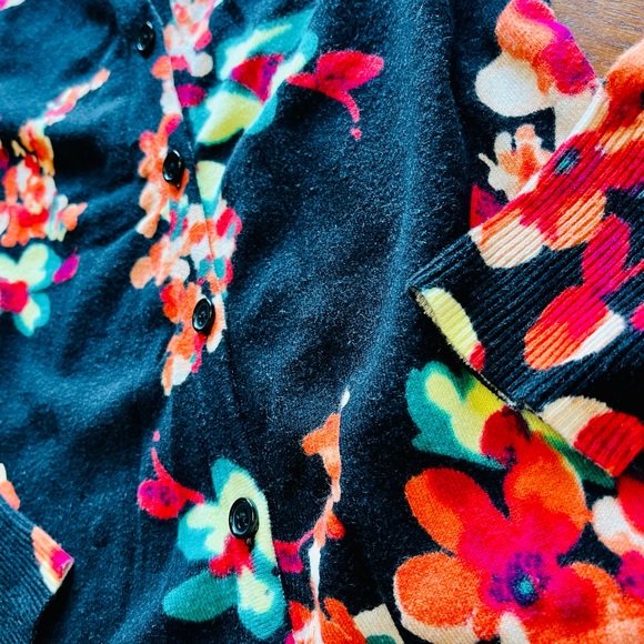 Merona Black Floral Cardigan - Size S - Picture 6 of 6